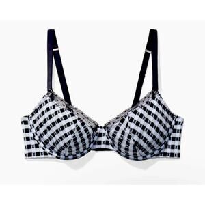 Savage X Fenty Black & White Gingham Remix Low Cut Balconette Bra 34B Padded